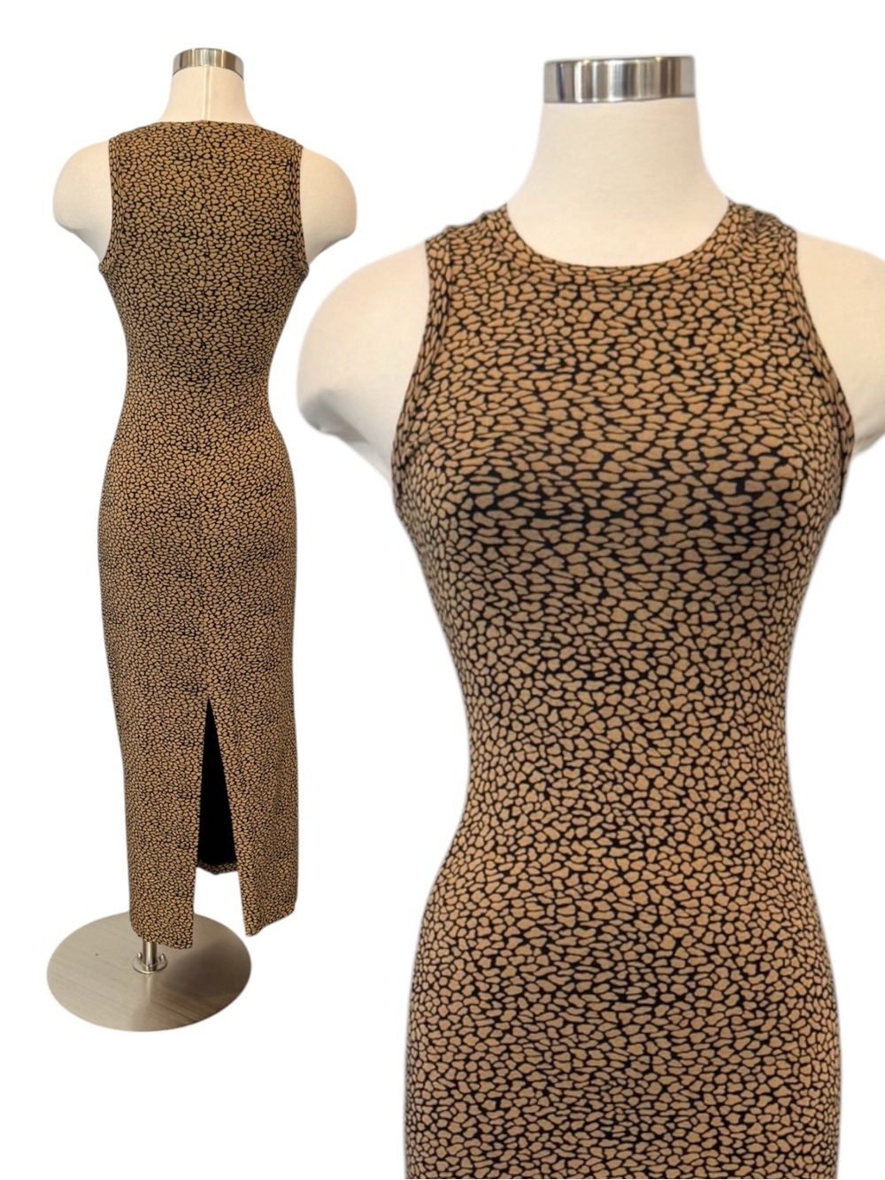 90s Betsey Johnson Bodycon Animal Print Stretch Grunge Vintage Halter Tube Dress